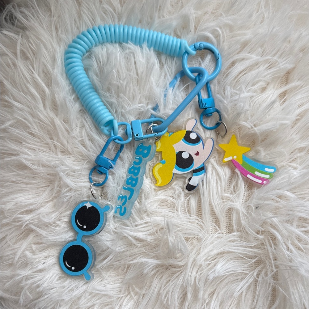 Blue Bubbles Powerpuff Girls Keychain Charm Set